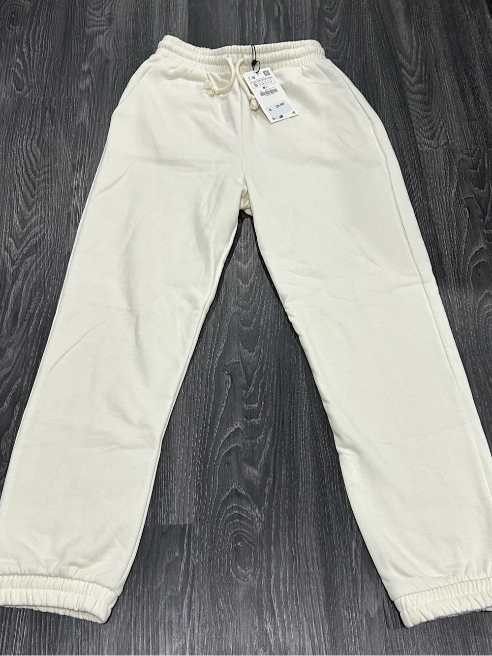 NWT Zara Cream Women's Track Pants with Drawstring size S